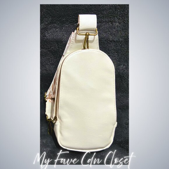 White Vegan Leather Crossbody Purse - Picture 3 of 7